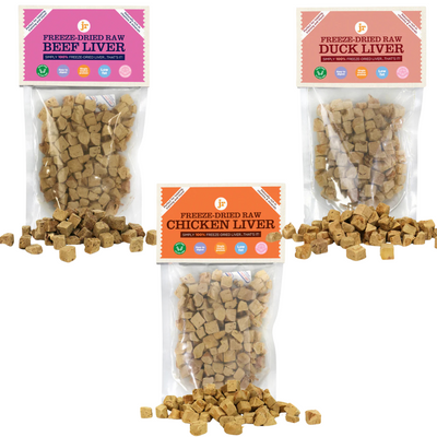 JR Freeze-Dried Liver Dog Treats – 100% beef, duck, and chicken liver; raw-inspired, single protein, grain-free training rewards for dogs and puppies