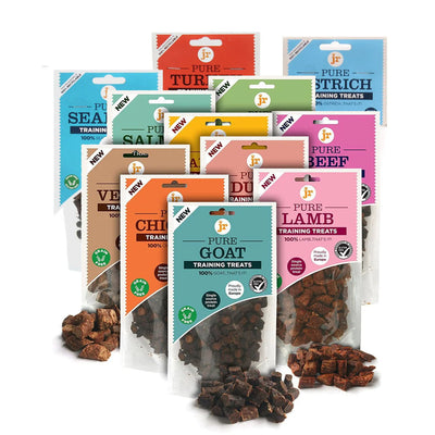JR Pure Training Treats full variety pack; 100% single protein meat training treats for dogs; hypoallergenic, grain free, high protein, puppy safe, enrichment rewards