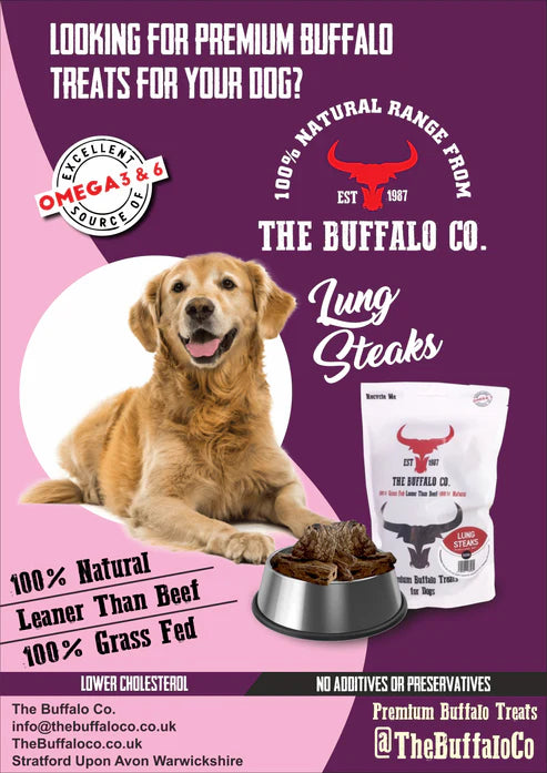 Buffalo Lung Steaks-Dog Treats-100g