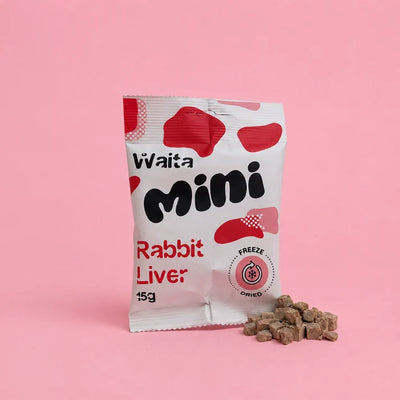 Waita Freeze-Dried Mini Rabbit Liver Cubes 15g – Training Treats for Dogs, Cats & Ferrets.