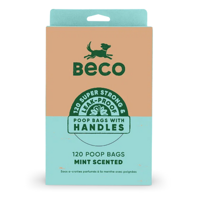 Beco 120 Pack Poop Bags with Handles | Mint Scented Recycled Dog Waste Bags