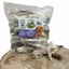 500g bag of Paddock Farm Hairy Rabbit Ears dog treats, 100% natural rabbit, shown with loose ears on a wooden surface for display