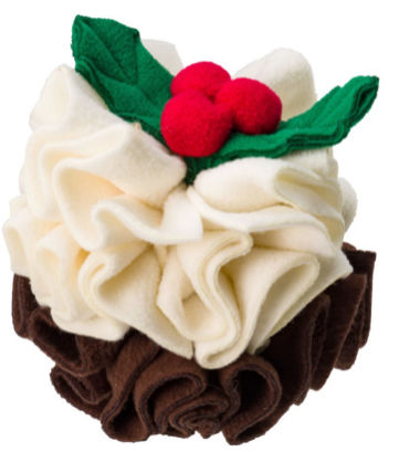 House of Paws Christmas Pudding Snuffle Ball Dog Toy – festive plush enrichment ball designed to hide treats and encourage sniffing play.