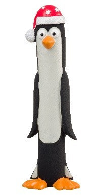 House of Paws Latex Penguin Christmas Dog Toy with built-in squeaker – 24cm festive penguin design for fun, durable Christmas play.