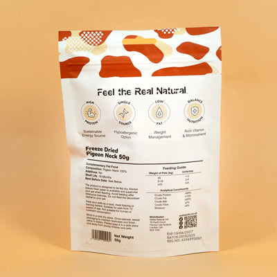Waita Freeze-Dried Pigeon Neck for Dogs & Cats 50g – Natural Bone, Collagen & Calcium Treat