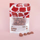 Packaging of 'Rabbit Blood' treats with a red and white pattern on a pink background