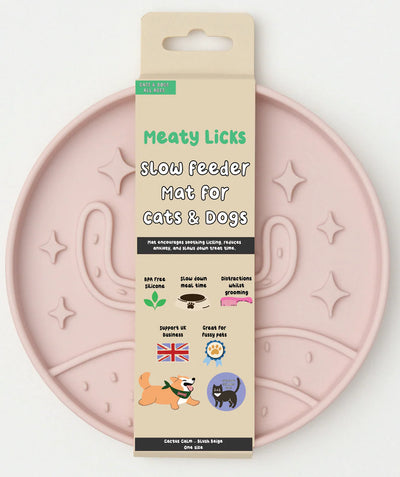 Meaty Licks Cactus Calm Slow Feeder – Blush Beige