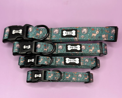 Woodland Wonderland Adjustable Dog Collar – Medium.