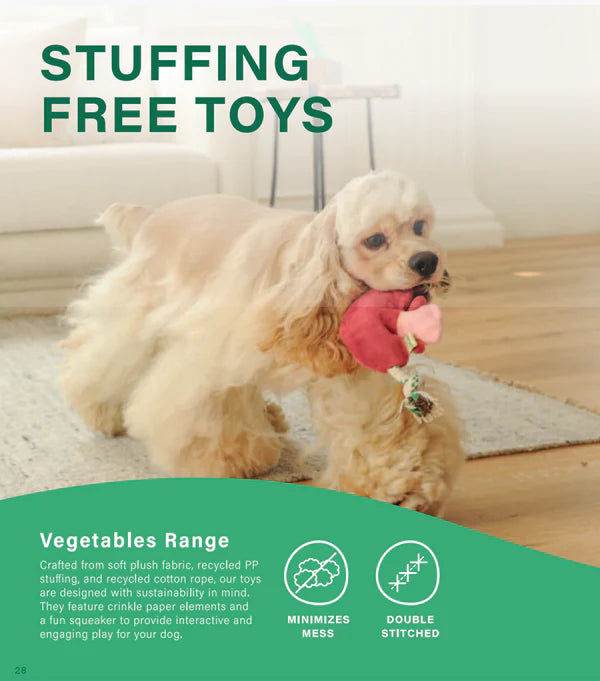 Mess-free squeaky plush dog toy for small breeds