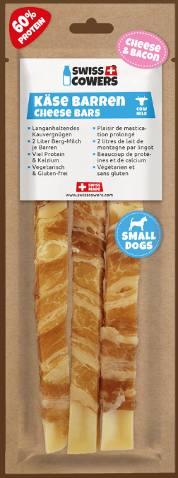 Swiss cheese bacon dog chew made from 100% Swiss milk