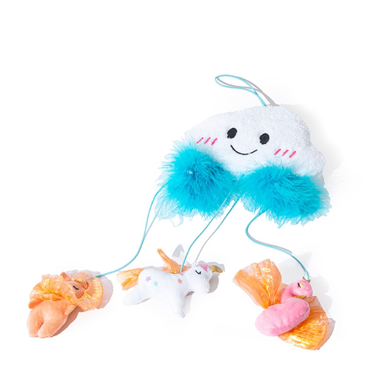 Little & Lively fluffy cloud cat door hanger toy with play toys