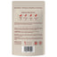 Back of Hackney Dog House Urinary Cranberry Topper pouch; serving guide, feeding instructions, ingredients list, recyclable packaging, and UK made natural supplement