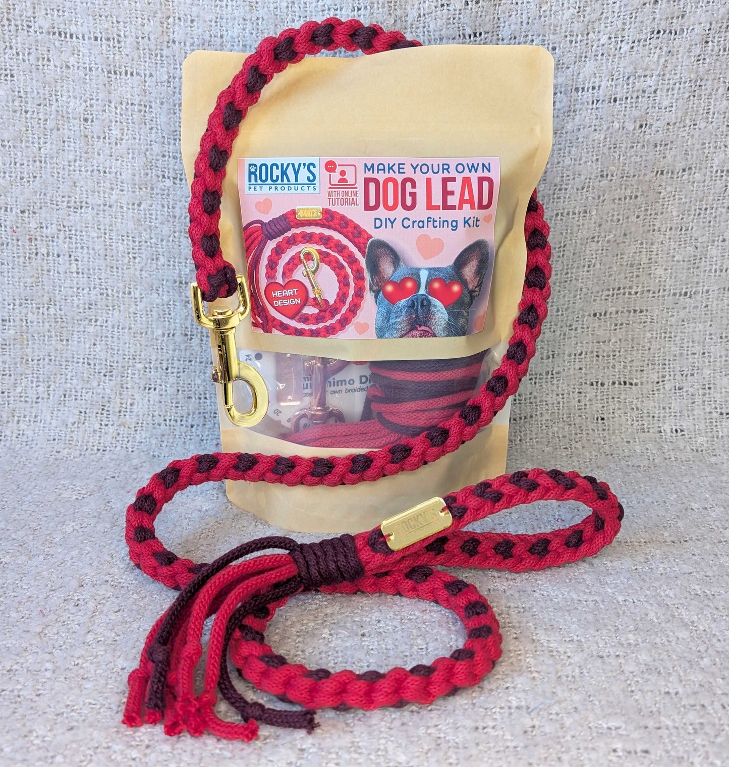 Make Your Own Dog Lead Craft Kit - Valentine's Day Heart Pattern