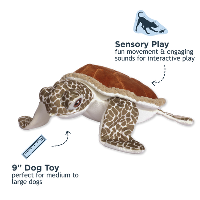 Tall Tails Animated Sea Turtle 10 inch plush dog toy with flipper action