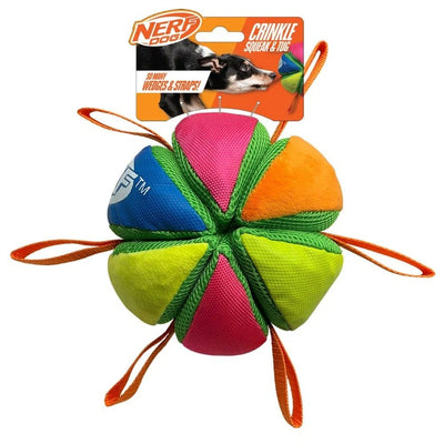 Nerf Dog Plush Wedge Ball 5.9in – Crinkle, Squeak & Tug Dog Toy.