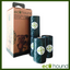 Ecohound 120 biodegradable dog poo bags in dark green, boxed with easy-tie handles and recyclable rolls, eco-friendly pet waste solution