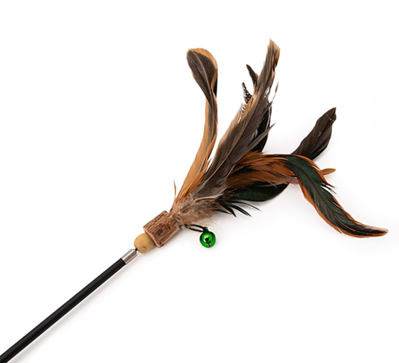 Great&Small Natural Instinct cat teaser rod with feathers and bell