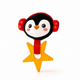 Great&Small Christmas Chilly Penguin small dog toy with red earmuffs and a yellow textured star