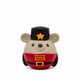 Great&Small Christmas Latex Nutcracker Mouse dog toy with tan face and round ears, red uniform and black hat with a yellow star.