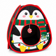 Great&Small Christmas Penguin Playhouse cat tent with a red and green scarf design, round entrance and hanging red and white ball
