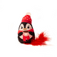 Great&Small Santa and Friends Penguin Cat Kicker with a red spotted hat, red scarf, printed mug and red feather tuft