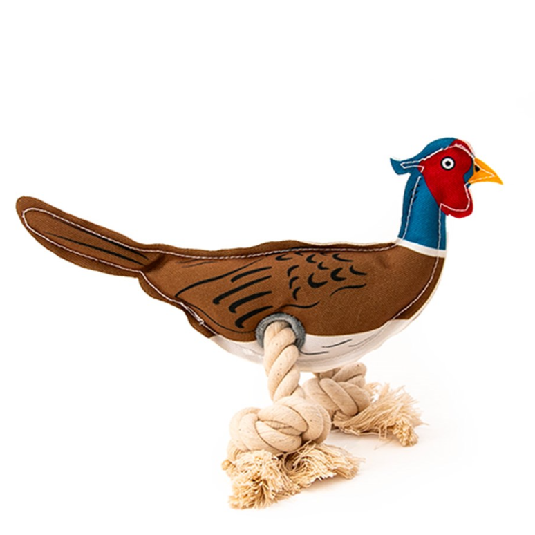 Green Elk recycled canvas pheasant dog toy with cotton rope