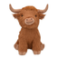Happy Pet jumbo brown Highland Cow plush dog toy with shaggy fur and long soft horns