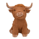 Happy Pet jumbo brown Highland Cow plush dog toy with shaggy fur and long soft horns