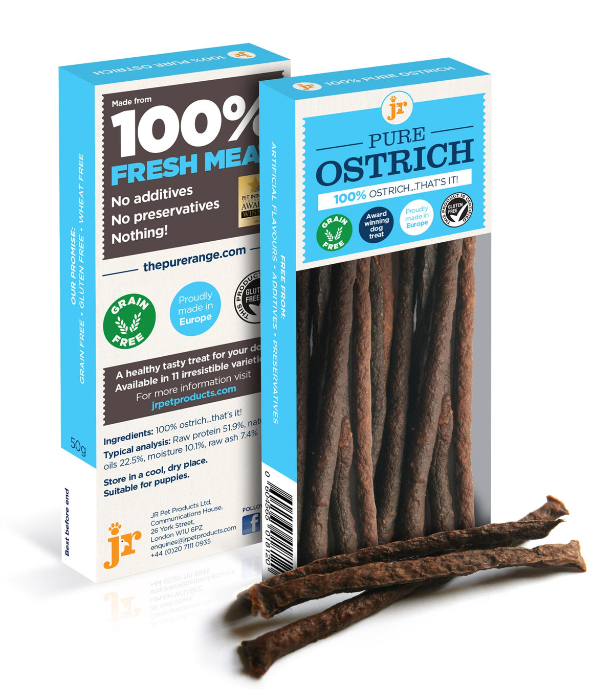 JR Pure Ostrich Sticks for Dogs 50g