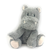 Jumbo grey hippo plush dog toy with soft fur, cream paws and small tusks