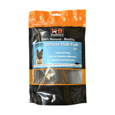 K9 Instinct Whole Dab Fish 4pc – Natural Omega-Rich Dog Chews