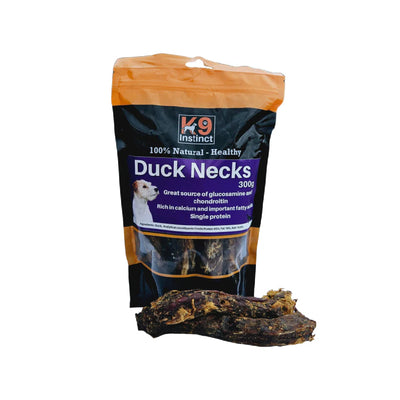 K9 Instinct Duck Necks dog treat package on a white background