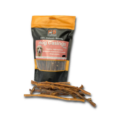 Package of K9 Naturals Hog Casings with sticks on a white background