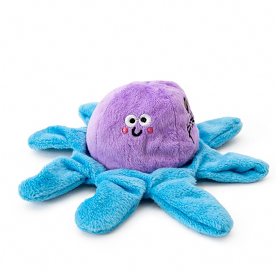 King Catnip Sealife Octopus plush cat toy with a purple smiling body and soft blue arms