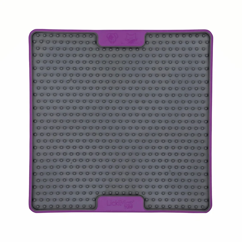 LickiMat Tuff Soother purple 20cm lick mat with raised brush-tip texture and rigid base