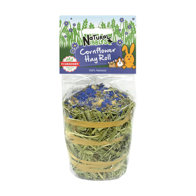 Natural Nibbles Cornflower Timothy Hay Roll - Rabbit & Small Animal Treat | Premium Canadian Timothy Hay