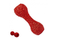 Örva Brain Treat Dumbbell red textured dog enrichment toy with inset showing the treat opening