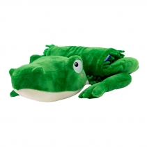 Örva Snuffle Croc plush dog toy with green crocodile face