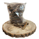 Paddock Farm Buffalo Flat Gullet 1kg bag with natural flat chew strips displayed on a wooden board
