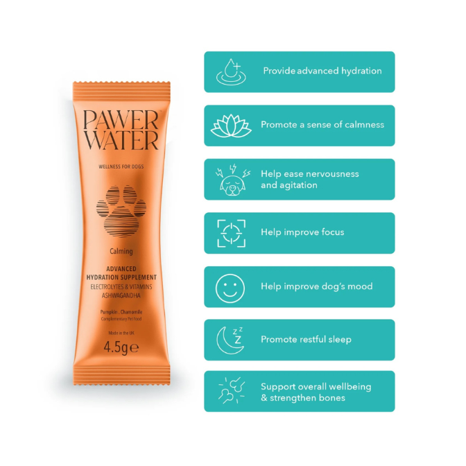 Pawer Water Calming dog hydration stick with calming and wellbeing benefits