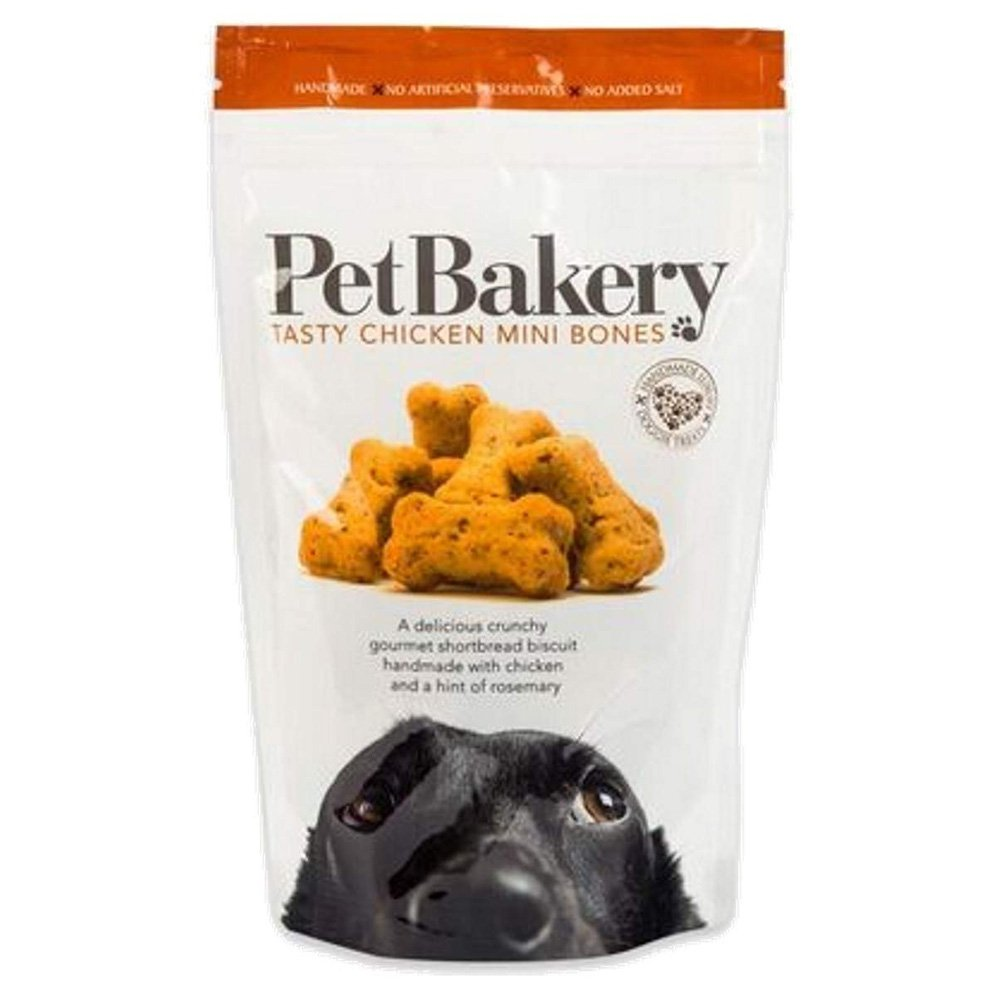Pet Bakery Tasty Chicken Mini Bones dog treats in a resealable pouch