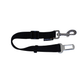 Black PetGear adjustable dog seat belt with metal harness clip and seat belt buckle connector
