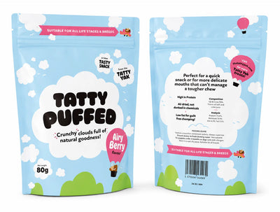 Tatty Yak Puffed Airy Berry crunchy yak milk dog treats 80g pouch