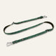 Twiggy Tags Nomad Multi-Way dog lead with green contour-pattern webbing, olive padding, two silver locking carabiners and adjustable metal rings.