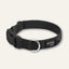 Twiggy Tags Tidal Waterproof Collar in Midnight black with an embossed surface, adjustable clip buckle, silver D-ring and Twiggy Tags logo.