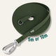 Twiggy Tags Tidal Waterproof Longline in Fern green, coiled with an embossed surface, silver locking carabiner and D-ring.
