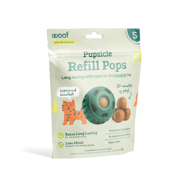 Small bag of Woof Pupsicle Peanut Butter and Banana Refill Pops for the Small Pupsicle toy