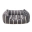 Grey Velvet Stripes Square Pet Bed - SMALL