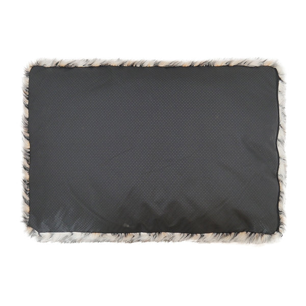Grey Velvet Stripes Square Pet Bed - SMALL