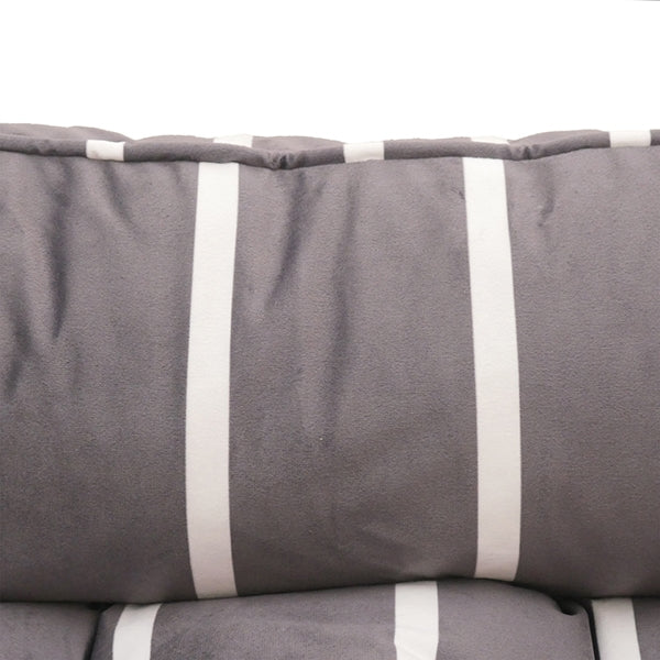 Grey Velvet Stripes Square Pet Bed - SMALL